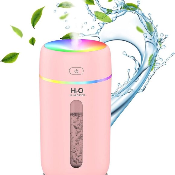 Small Humidifier, Portable Mini Humidifier with 7-color Lights for Car, Mini Des - Picture 1 of 7
